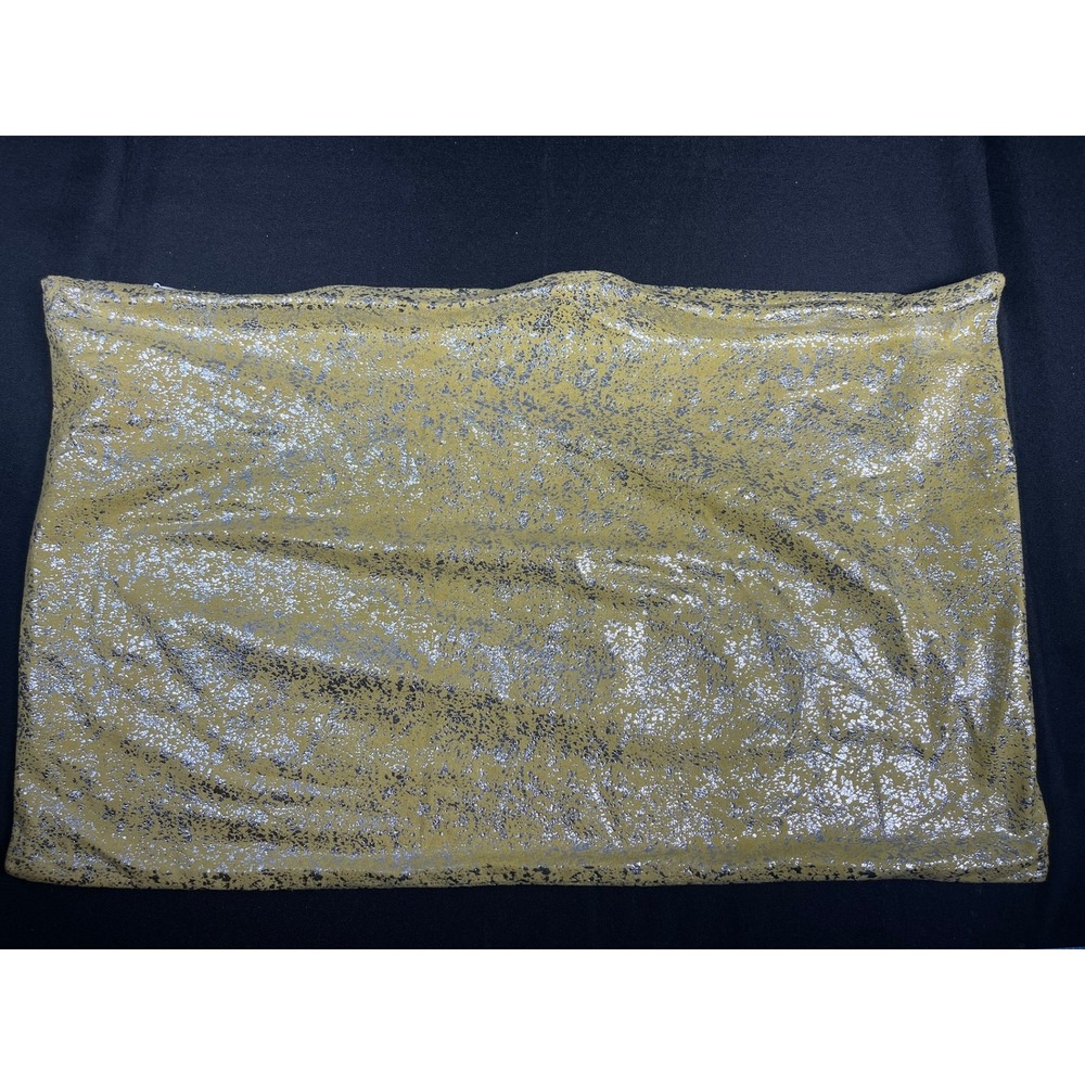 Metallic Silver Crackle Mustard Yellow Pillow Sham Cover Zipper Closure 12x19.5